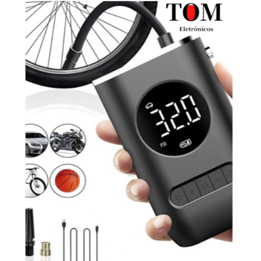 Mini Compressor de Ar Portatil Recarregavél Digital USB Calibrador Pneu Envio Imediato