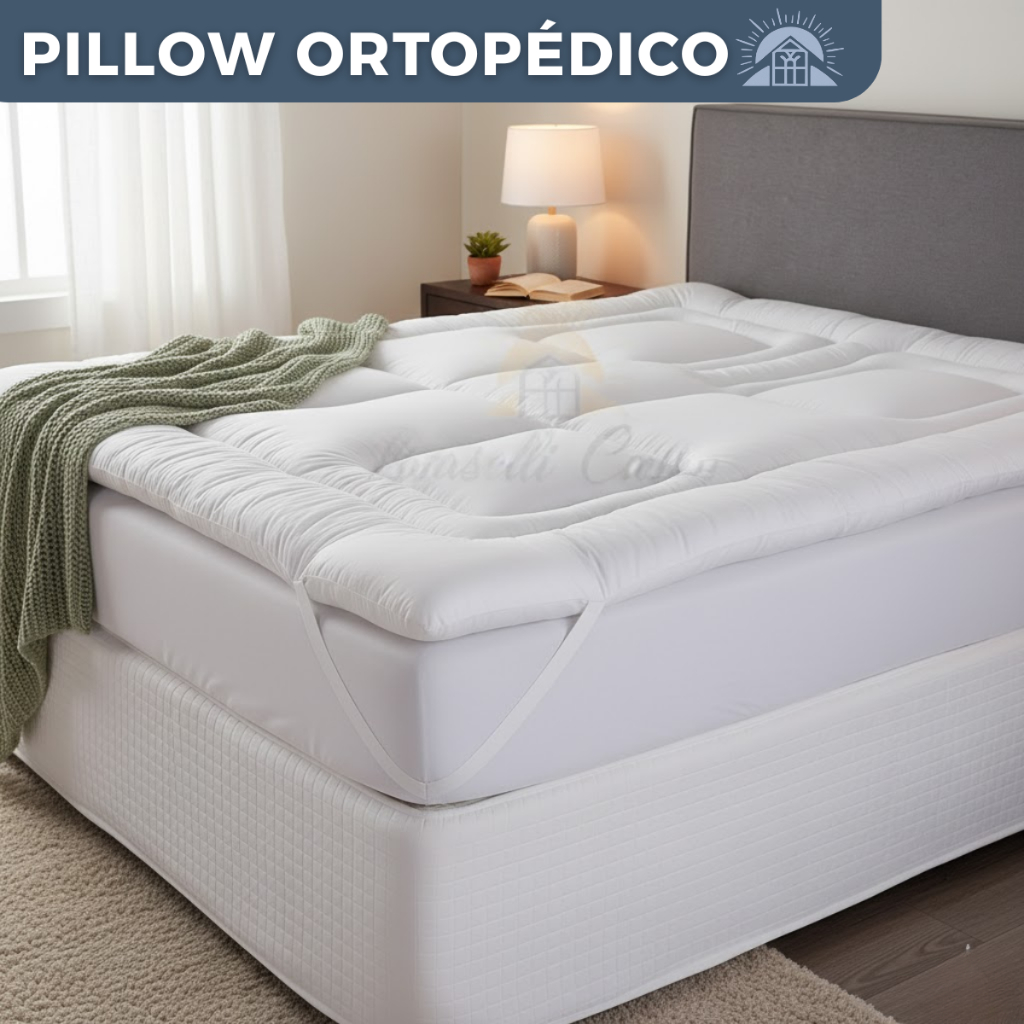 Pillow Top Casal Queen Ortobom 10cm Espessura Grosso 1000gr Espuma de Silicone Solteiro e King