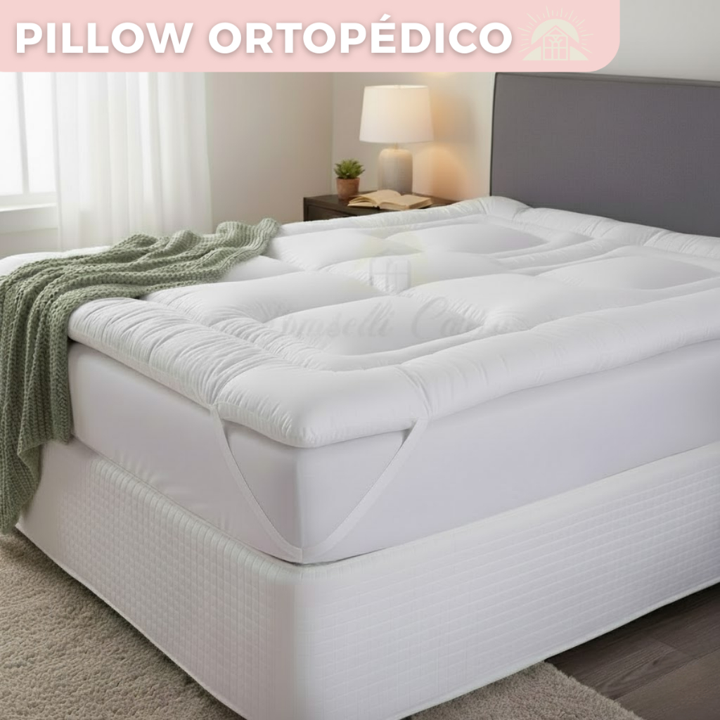 Pillow Top 10cm Casal e Queen Ortobom 400 Fios Solteiro e King Toque Ultra Macio Percal Grosso em Oferta na Shopee