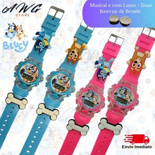 Relógio Musical Bluey e Bingo com Luz de LED Infantil – Envio Imediato em Oferta na Shopee