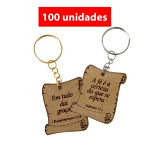 Kit Chaveiros com Versículos Bíblicos Modelo Pergaminho feito em MDF Ótimo para lembrancinha Cristã em Oferta na Shopee