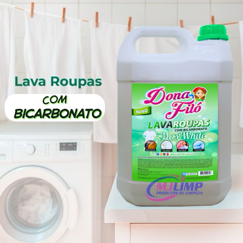 Sabão Líquido Lava Roupas Com Bicarbonato Dona Filó 5 L Limpeza Profunda Roupas Brancas Coloridas