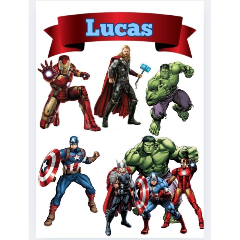topo de bolo vingadores personalizado em Oferta na Shopee