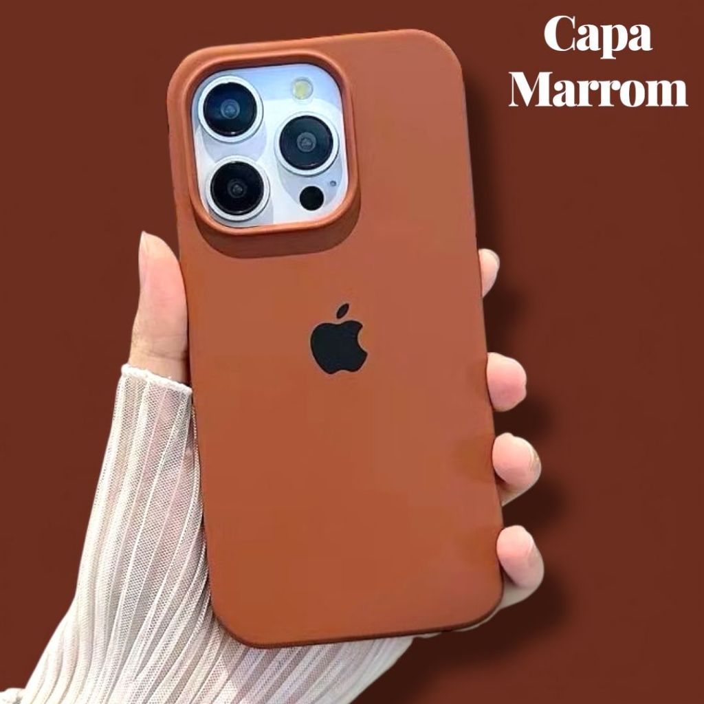 Capa Capinha Silicone Veludo - Marrom - Para Modelos iPhone 7, 8, 11, 12, 13, 14, 15, 16, 17 em Oferta na Shopee