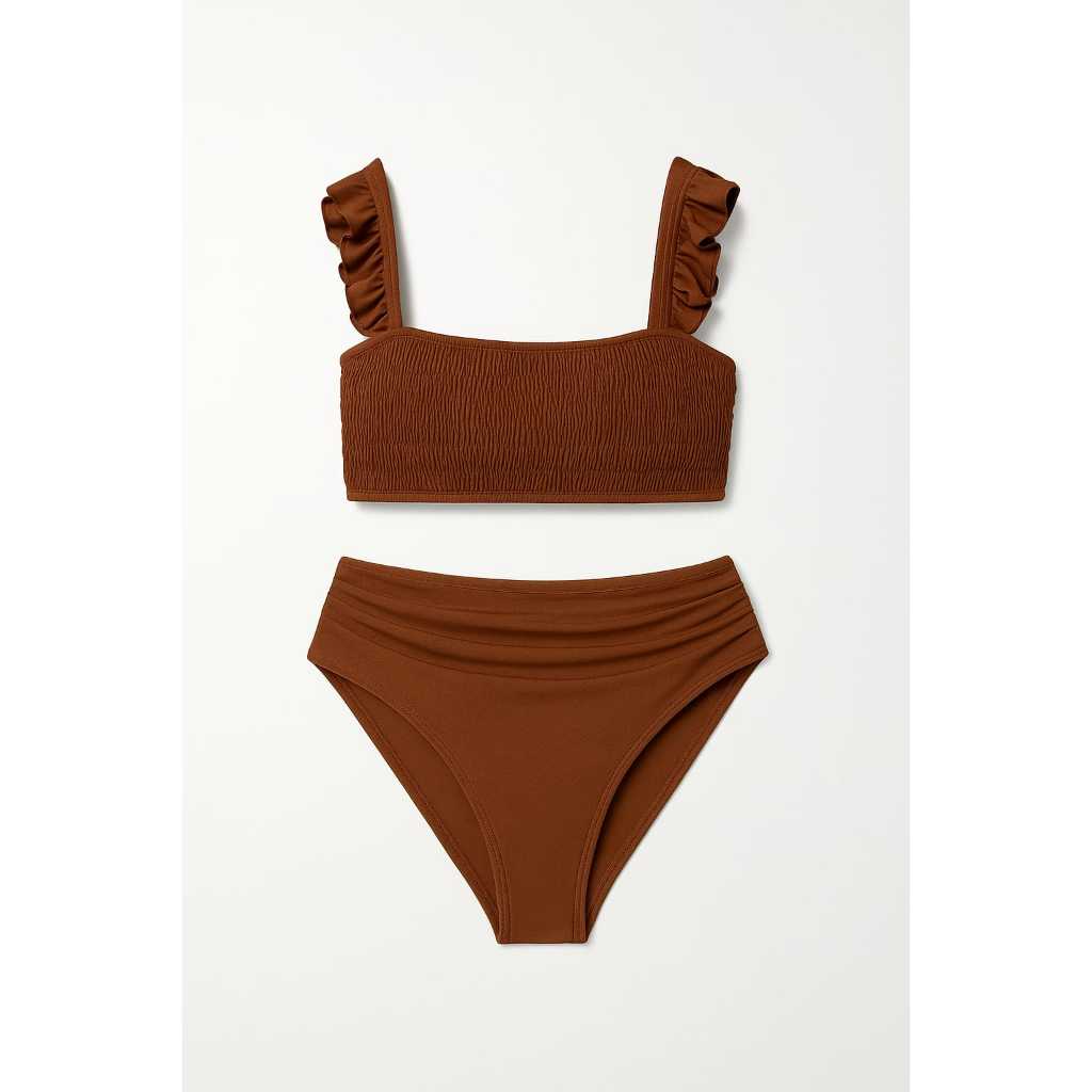 Biquíni Plus Size Canelado Hotpant • Top com Bojo Removível • Super Conforto babado biquini hotpand