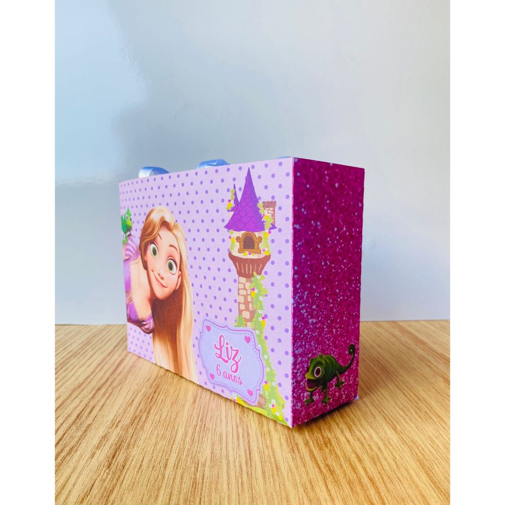 Sacolinha Rapunzel Enrolados Personalizada com Nome e Idade – Lembrancinha Infantil Pegue e Monte