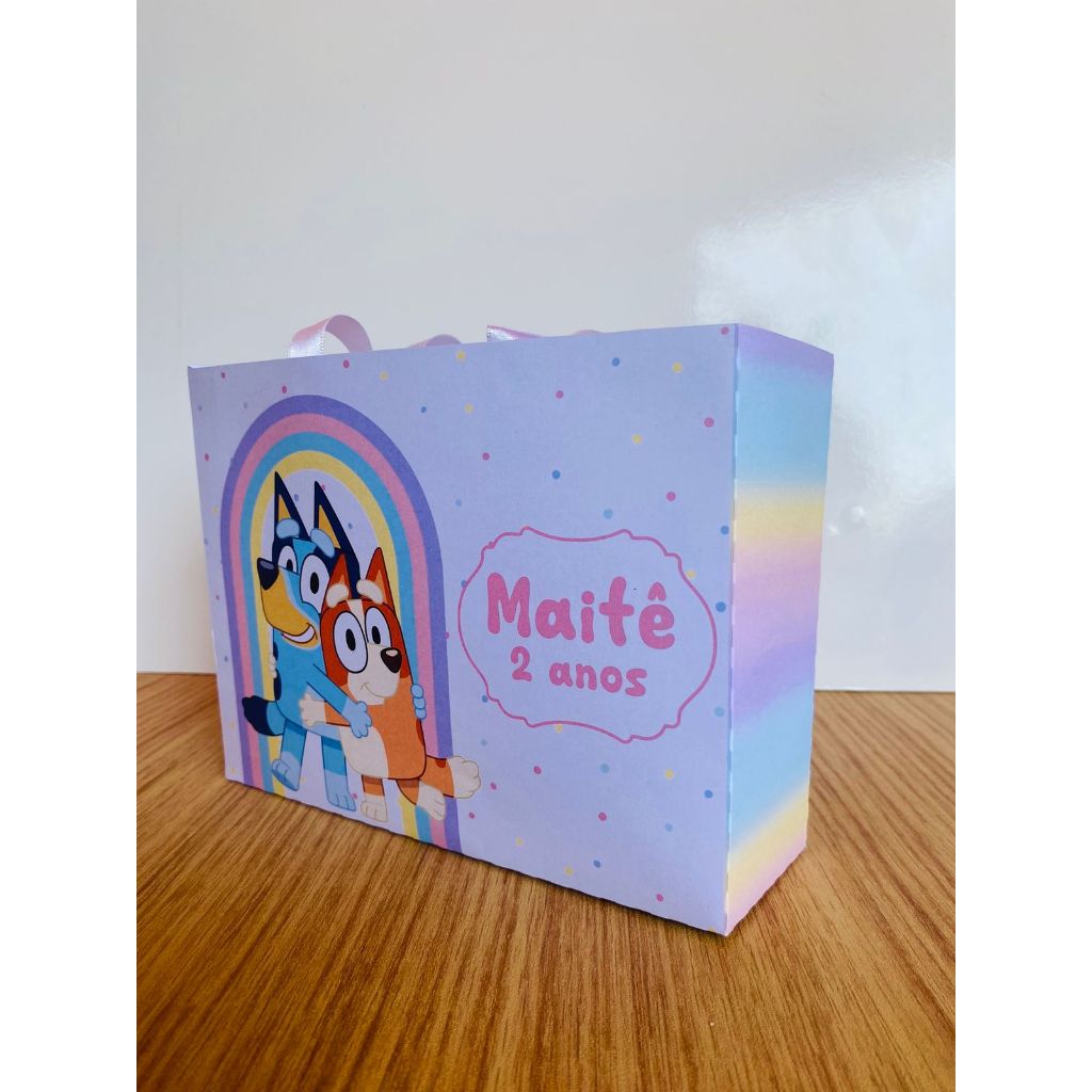 Sacolinha Bluey - Bluey Menina Rosa Personalizada com Nome e Idade – Lembrancinha Infantil Pegue e Monte