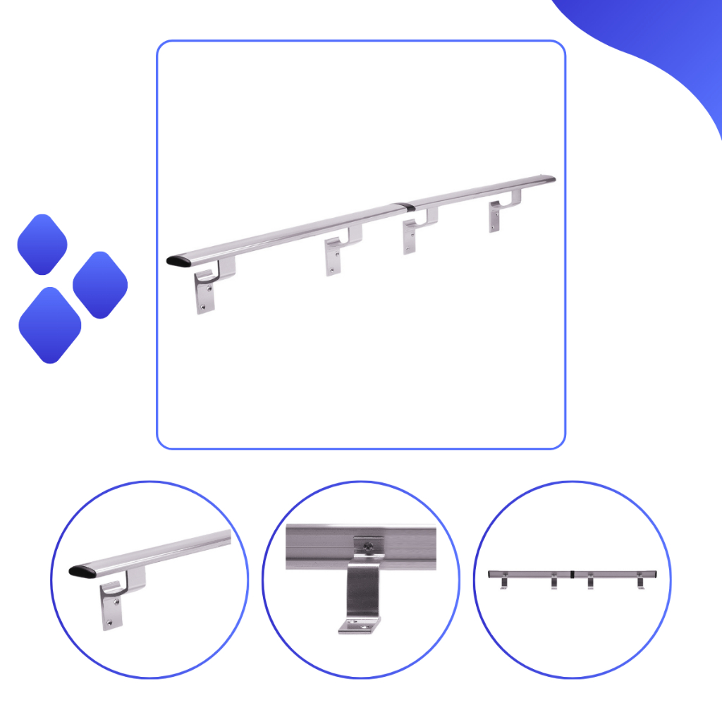 Corrimão Chato 1,5 Metros Bipartido Em Alumínio Branco Escada Parede em Oferta na Shopee