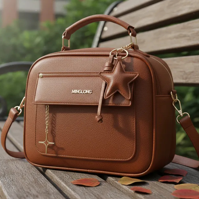 Bolsa Feminina Transversal Tamanho Média Promoção Preta Baú Espaçosa Com Chaveiro Pompom