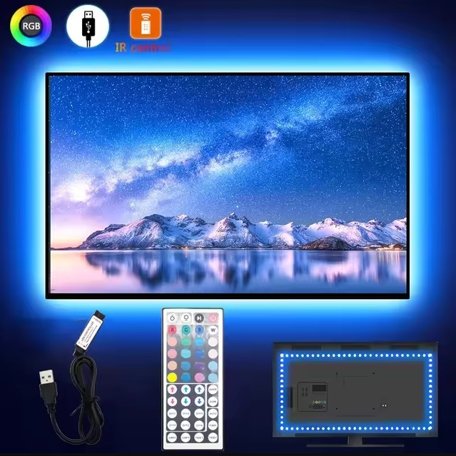 Fita De Led Rgb 5050 Colorida Controle Usb Direto Na Fita 2m TV PC Carro *160*