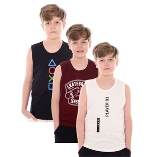 Kit 3 Regata Infantil Menino Juvenil Variadas Verão