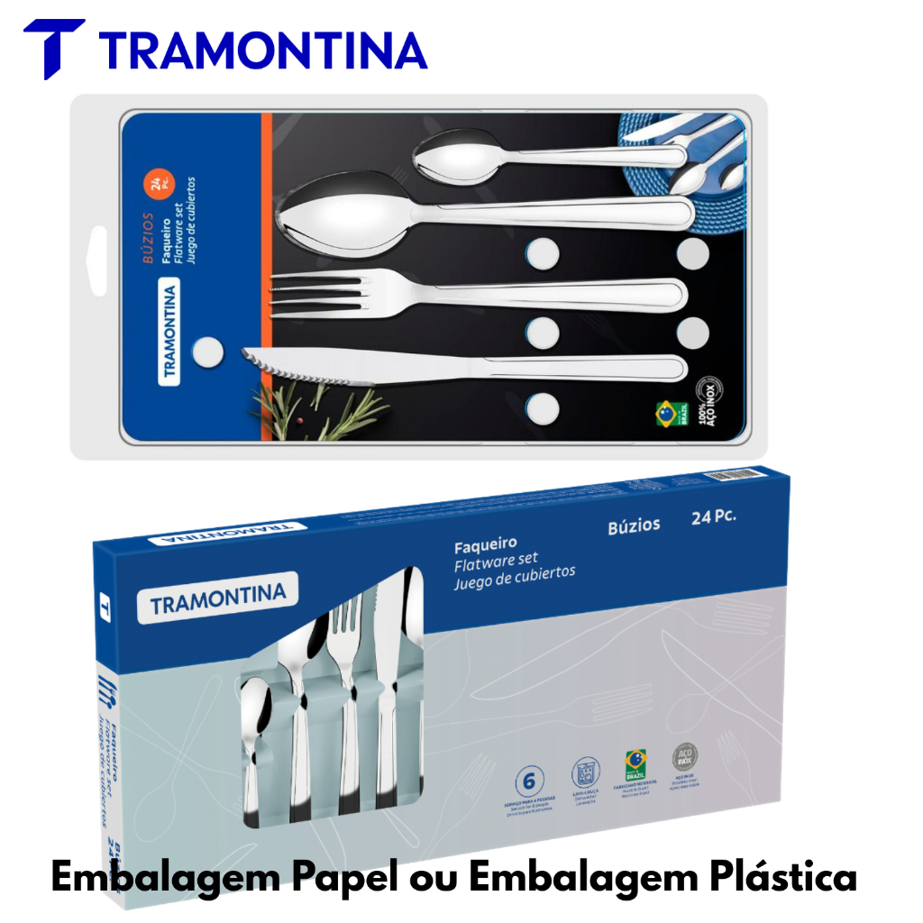 Faqueiro Tramontina Aço Inox Buzios 24 Peças Modelo Presente e Econômico em Oferta na Shopee