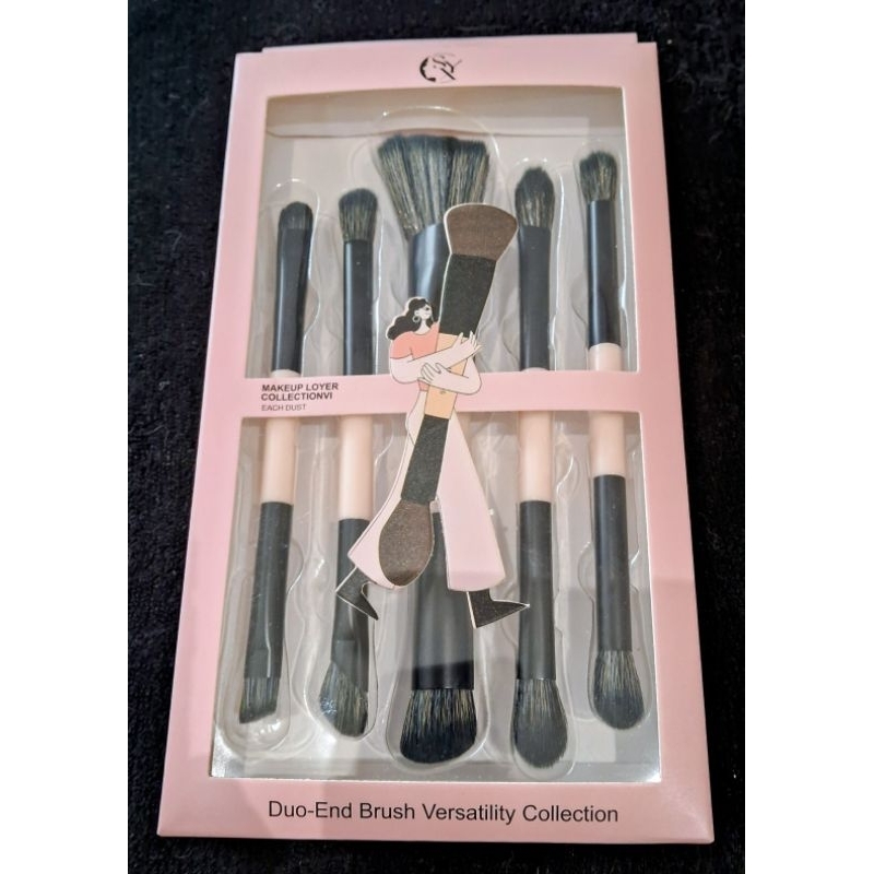 Kit 5 Pincéis Duo 2 em 1 - 10 Pontas para Base, Corretivo, Pó e Esfumado