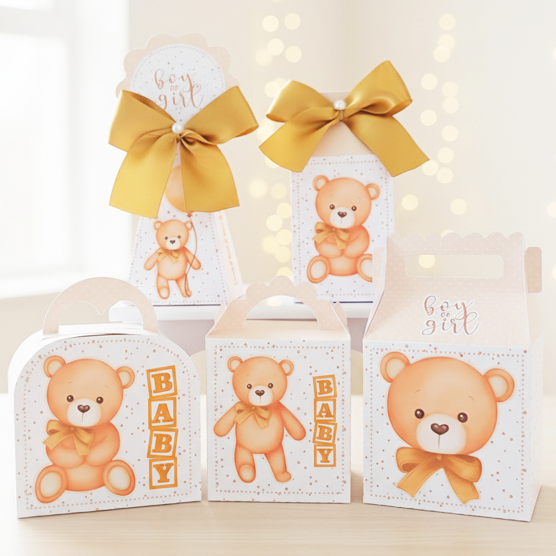 Kit Festa Chá Revelação Ursinho Neutro | Caixinhas Personalizadas Aniversário Lembrancinhas Mimos
