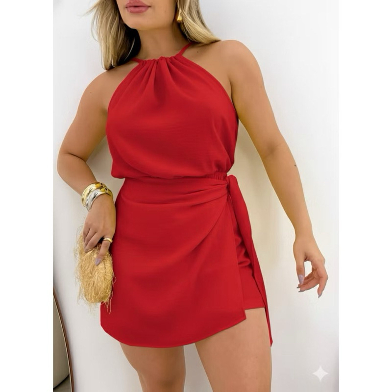 Macaquinho Duna Feminino Shorts Saia com Faixa na Cintura e Caimento Perfeito em Oferta na Shopee