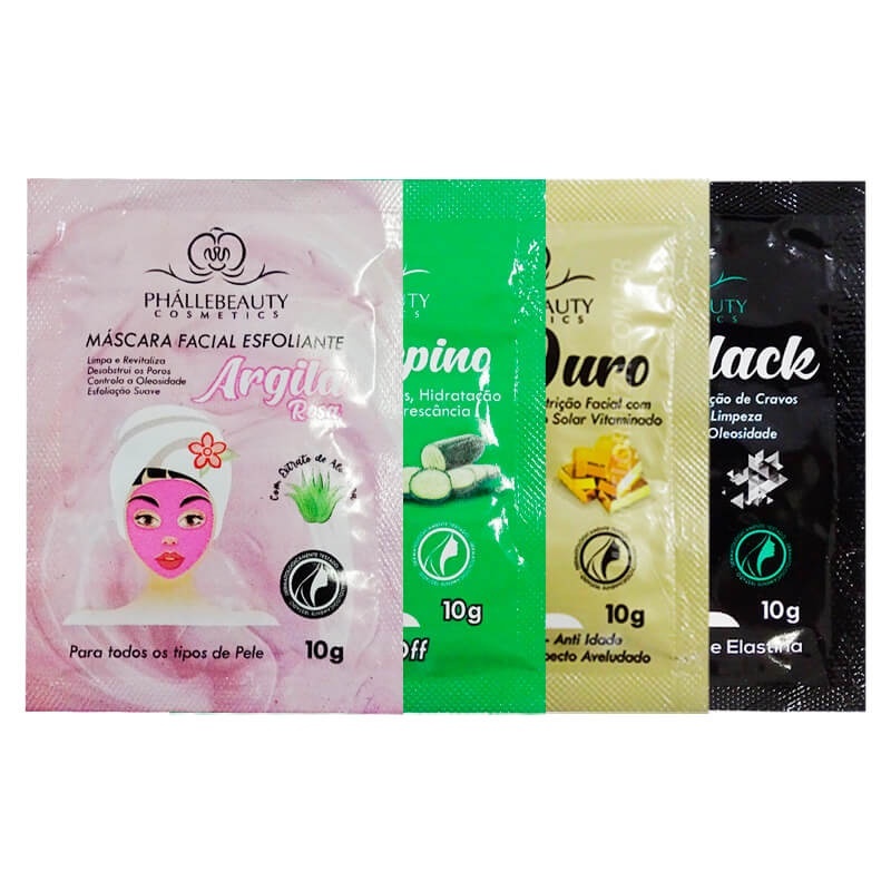 Kit 10 Máscaras Faciais Sachê PhálleBeauty em Oferta na Shopee
