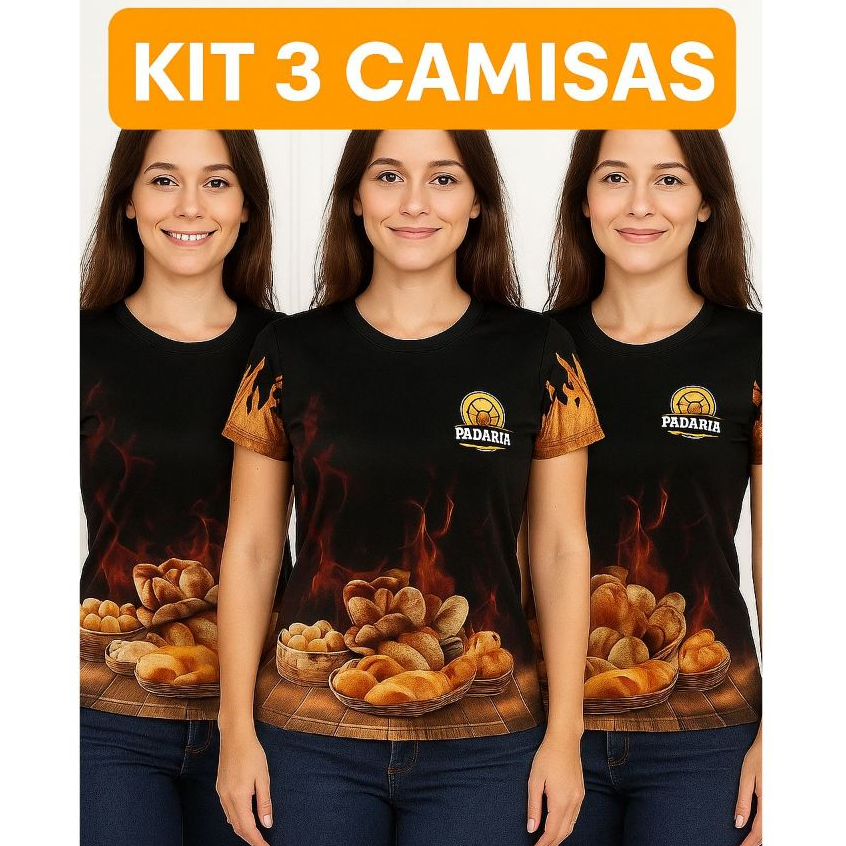 kit Camisa padaria uniforme para trabalho Blusa Malha Casual Camiseta PROFISSÃO PADARIA