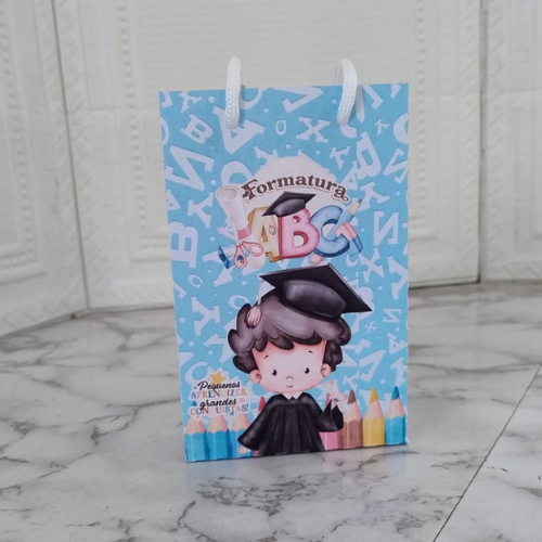 PEGUE E MONTE Sacolinha Personalizada PP Formatura ABC Menino - Lembrancinha - Aniversário- Mimo