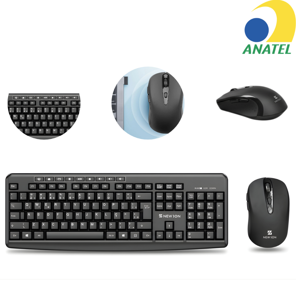 Kit Teclado e Mouse Sem Fio USB Wireless 2.4 GHZ Escritório Escola Home Office Informática em Oferta na Shopee