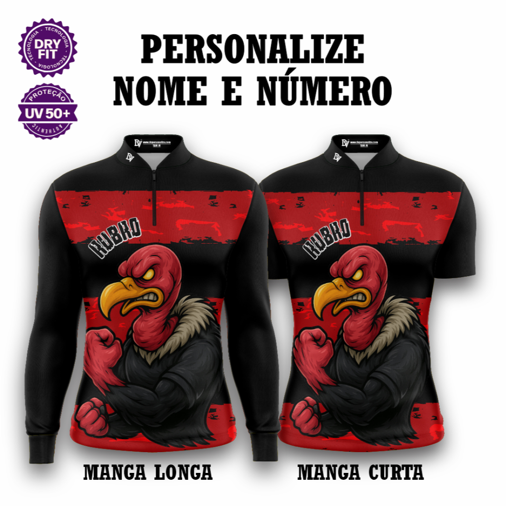 Camisa Zíper Futebol Urubu – Unissex UV50+ Premium Personalizada