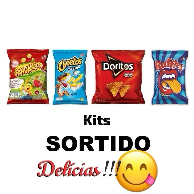 Kit 25/ 30/ 40 pacotes de Salgadinho Batata Elma Chips Ruffles Doritos Fandangos Cheetos Mega Oferta Sabores Biscoito em Oferta na Shopee