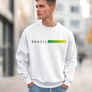 Moletom Gola Redonda Unissex Careca Blusa De Frio Brasil Copa do Mundo