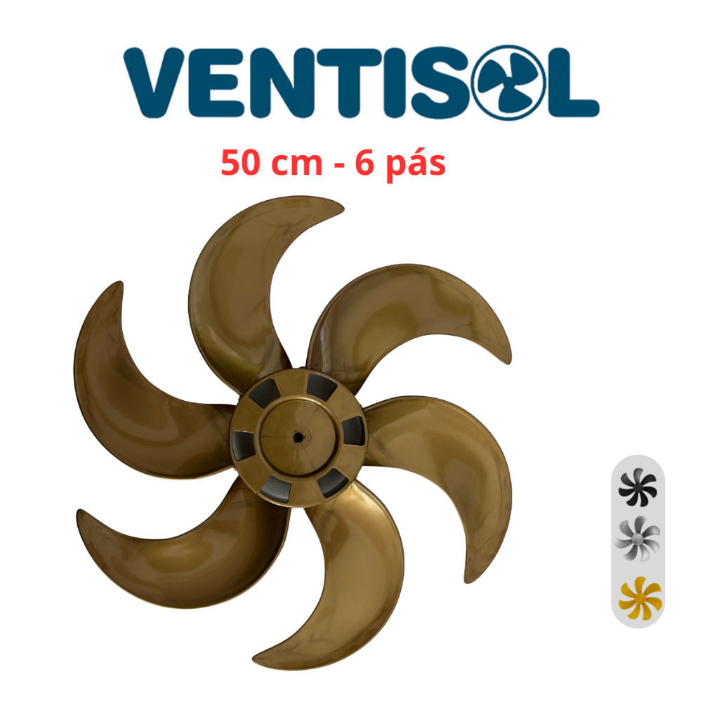 Hélice 50cm 6 Pás Eixo Redondo 8mm para Ventilador Compatível com Ventisol
