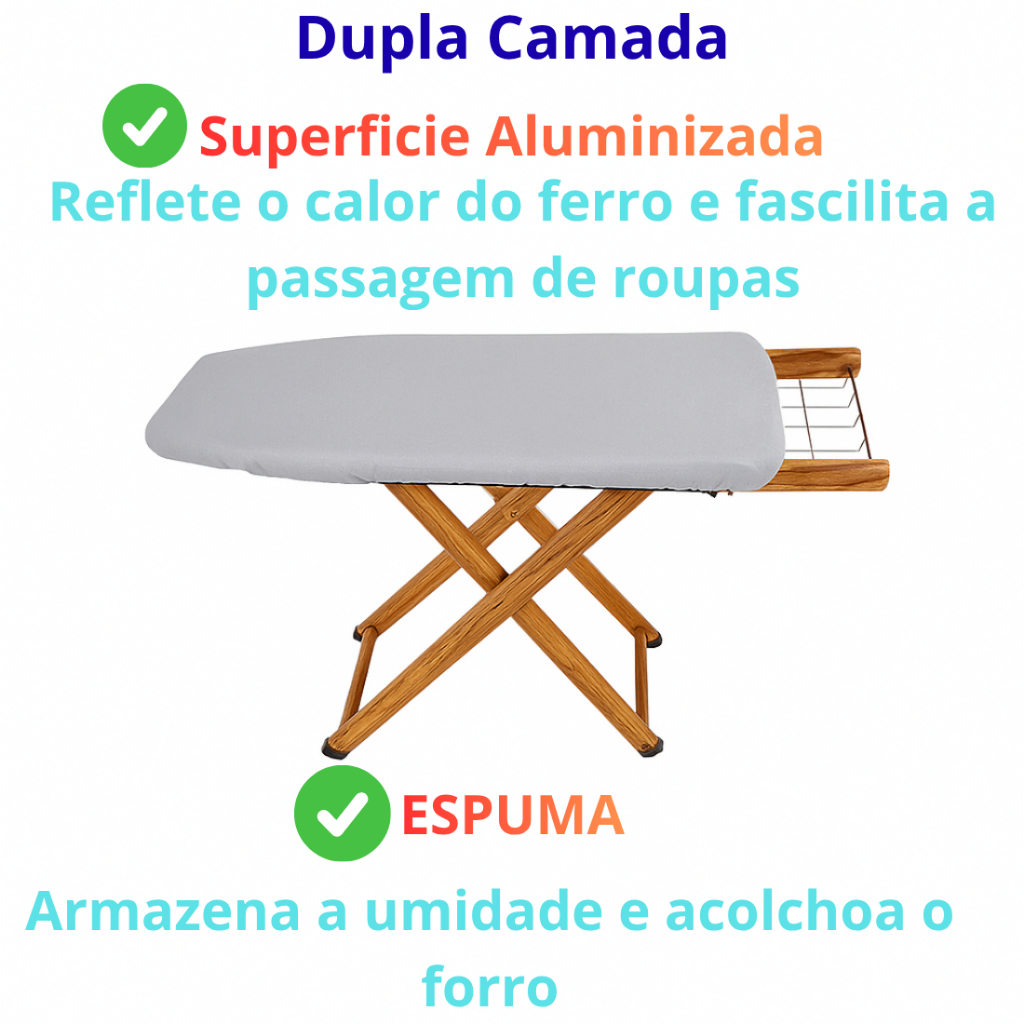 Forro Termico capa para tabua de passar roupas reforçado metalizado mais segurança conforto e agilidade em Oferta na Shopee