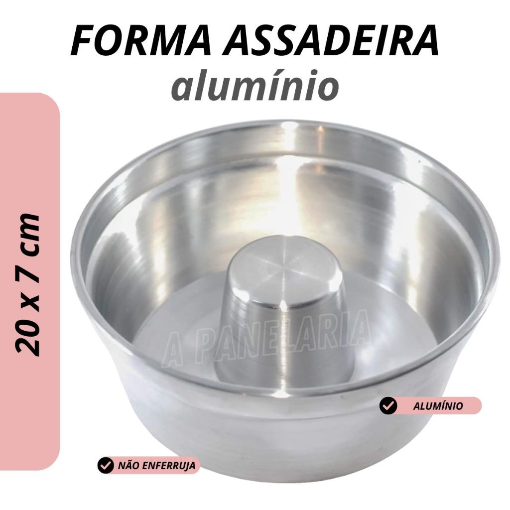Forma 20x7 cm Alumínio assadeira redonda com cone multiuso para bolos pudim padaria confeitaria forno airfryer