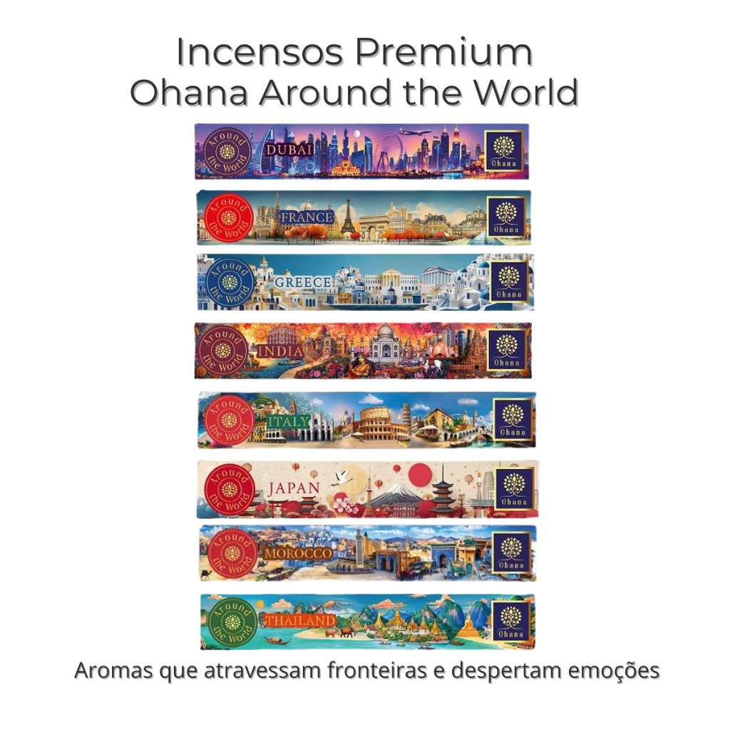 Incenso Ohana Linha Around the World | Aromas do Mundo | Semi Massala Vegano