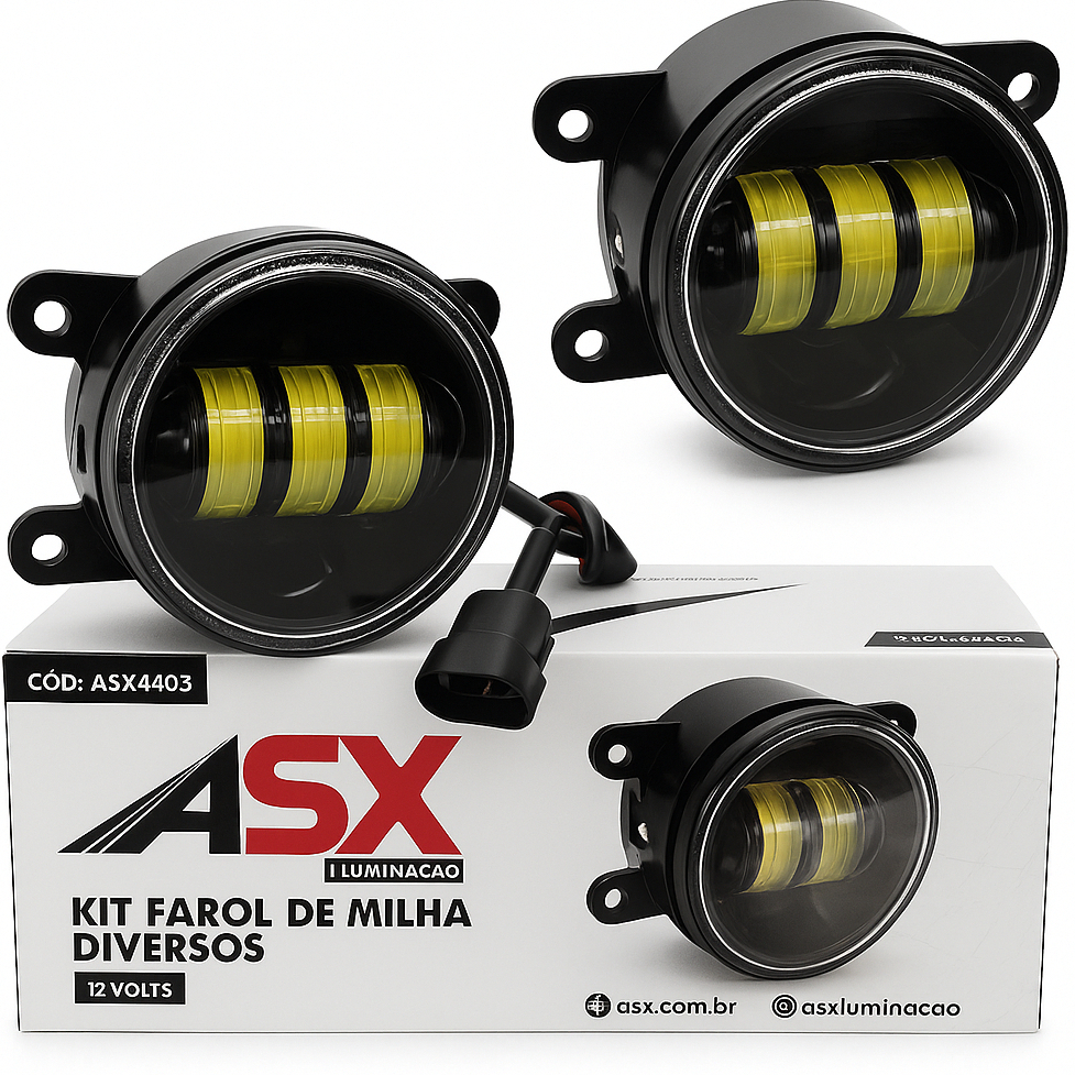 Par Farol Milha LED Projetor Embutido ASX 5000Lm 40W 6000K Universal Automotivo