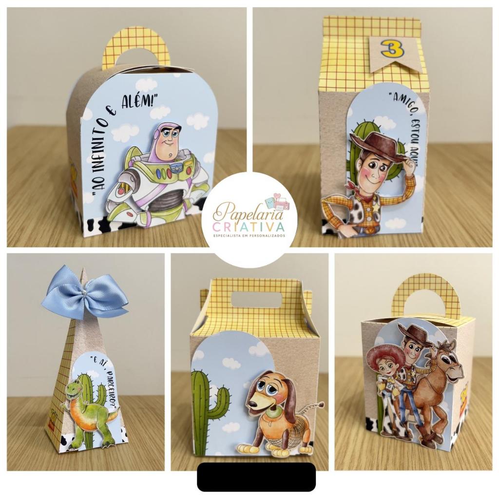 KIT FESTA PERSONALIZADA TOY STORY - PEGUE E MONTE - Lembrancinha - Caixinha Personalizada