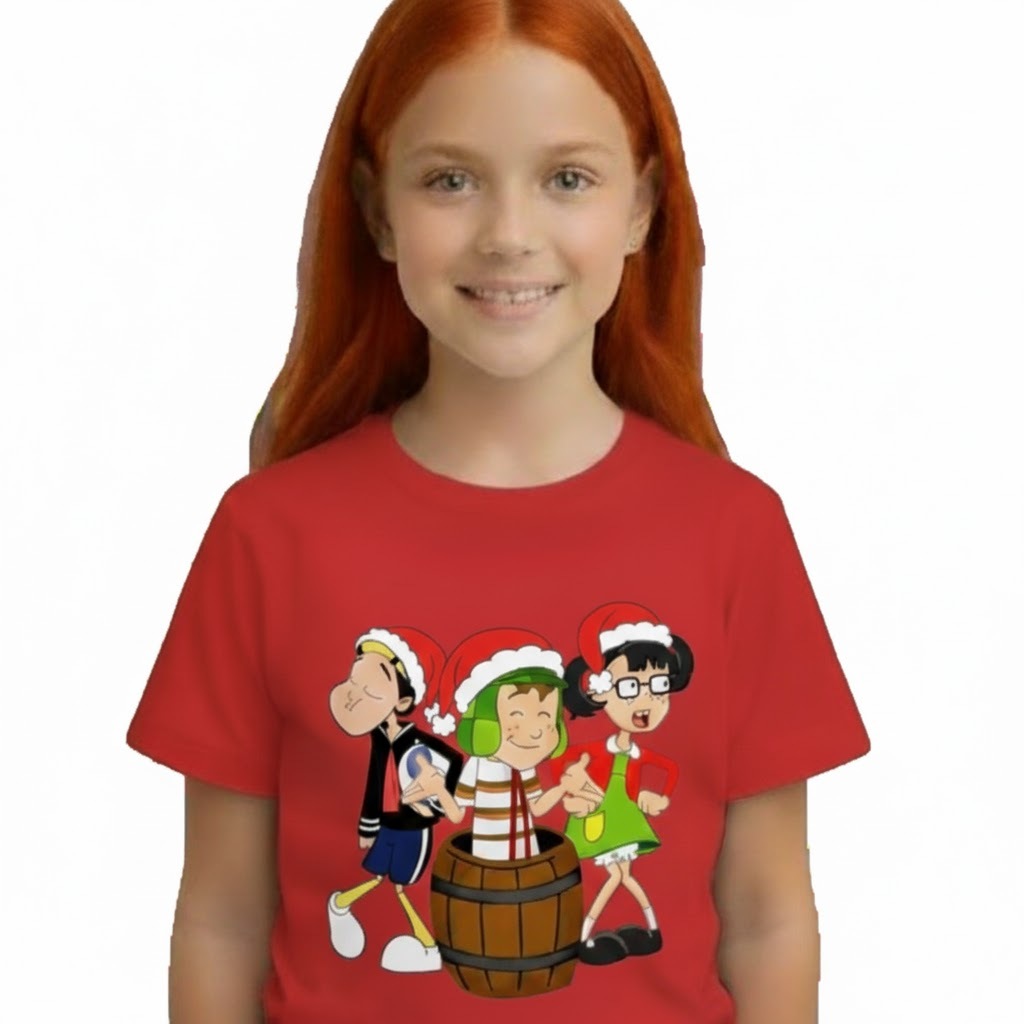 Camiseta camisa blusa Infantil turma do chaves feliz natal unixex