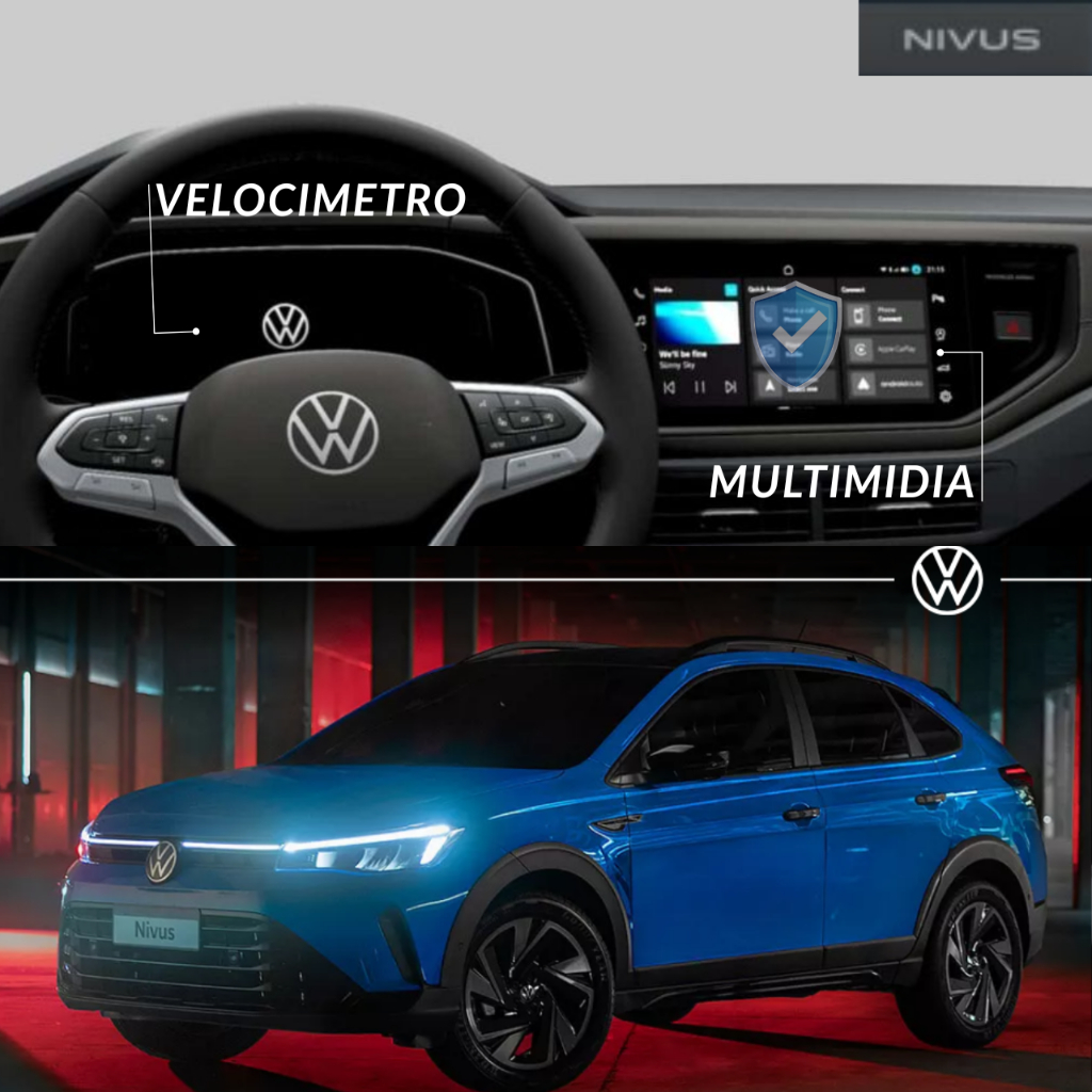 Volkswagen Nivus Película Protetora Hydrogel HD Transparente Multimídia + Velocímetro 2025