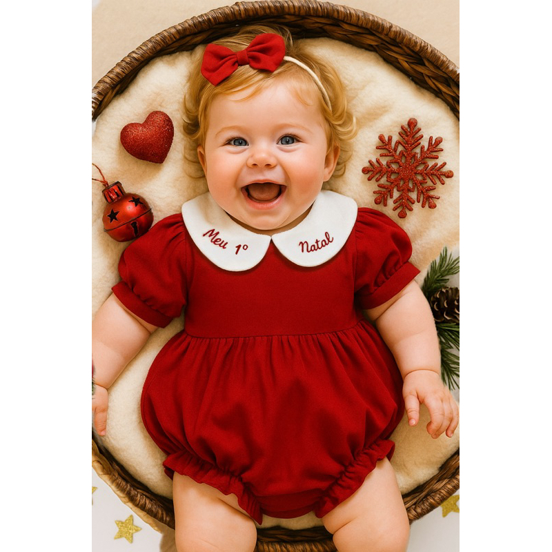 Roupa de Natal bebê body meu primeiro natal