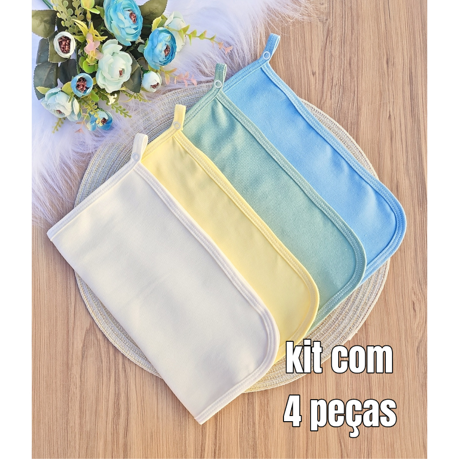 Kit 4 PANINHO DE BOCA BABETE EM MALHA PARA BEBÊ 100% ALGODÃO ENXOVAL MATERNIDADE em Oferta na Shopee