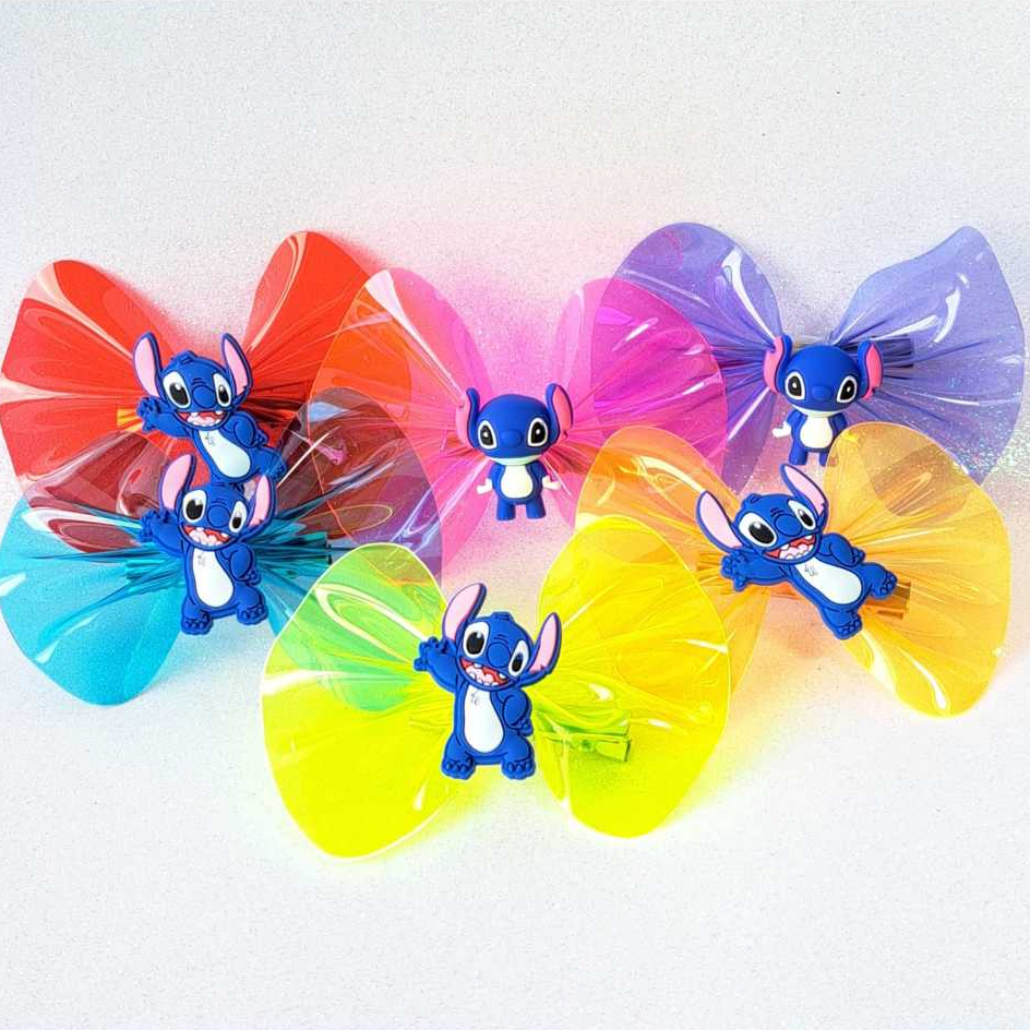 Presilha Stitch Tic Tac Cabelo de Menina | Kit 2 Prendedores Infantil Fluorescente Colorido Piscina Verão Praia Penteado