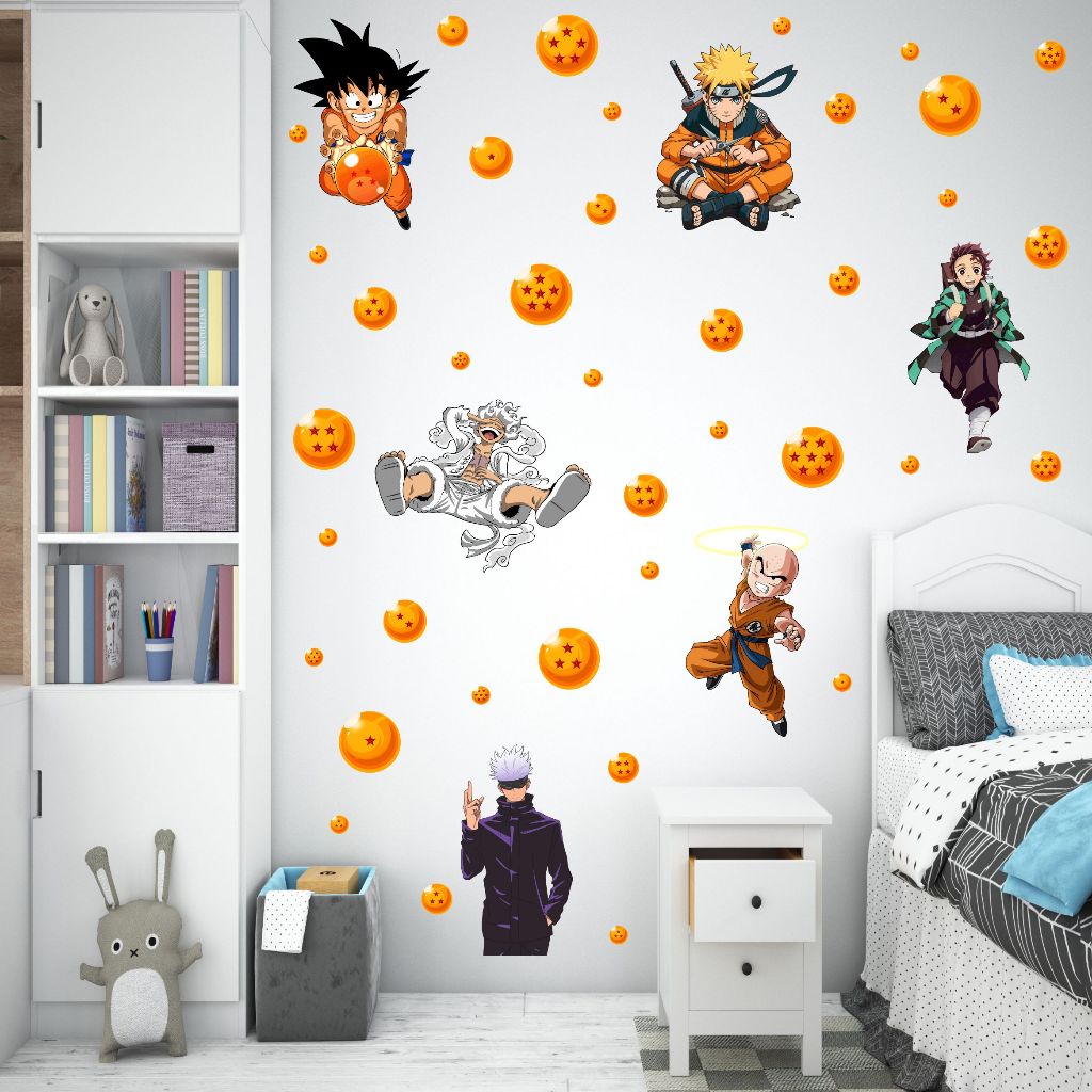 adesivo de parede naruto dragon ball kuririn anime manga