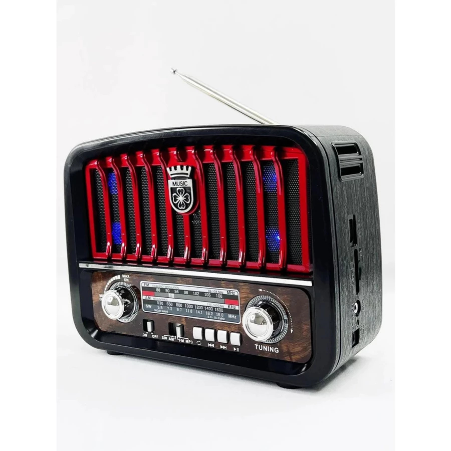 Rádio Retrô Portátil Vintage Bluetooth V5.3 USB/FM/TF/SD/BT/AUX/Lanterna KAPBOM Original