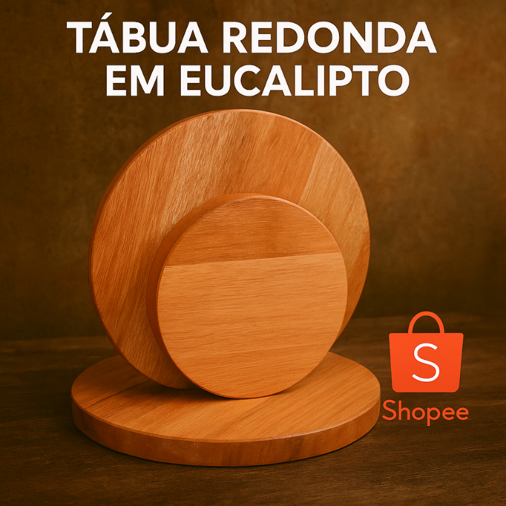 Tábua Redonda Eucalipto Premium Churrasco Frios Pizza e frios.