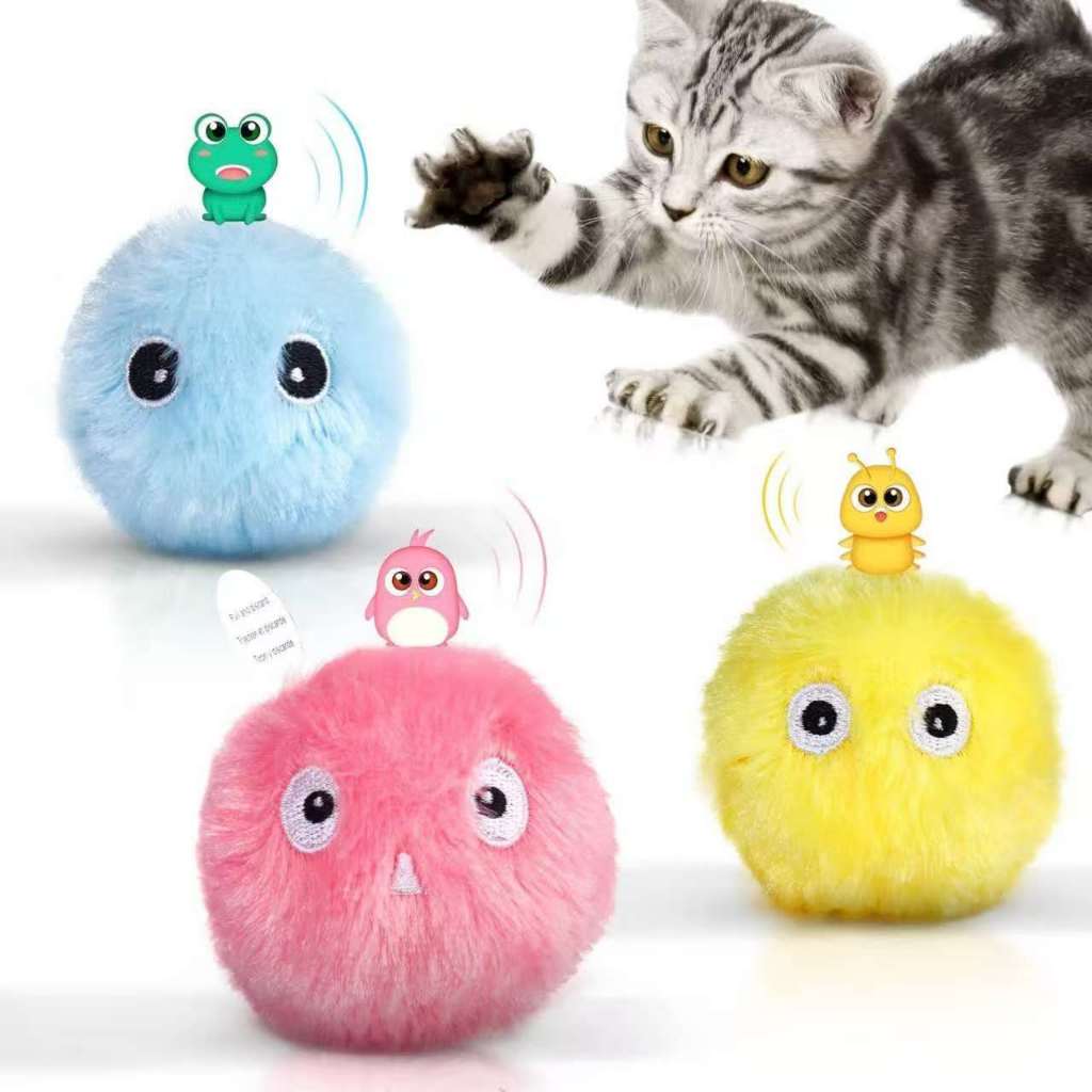 Brinquedo De Gato Bola Interativa De Pelúcia Catnip Com Som Para Animais De Estimação