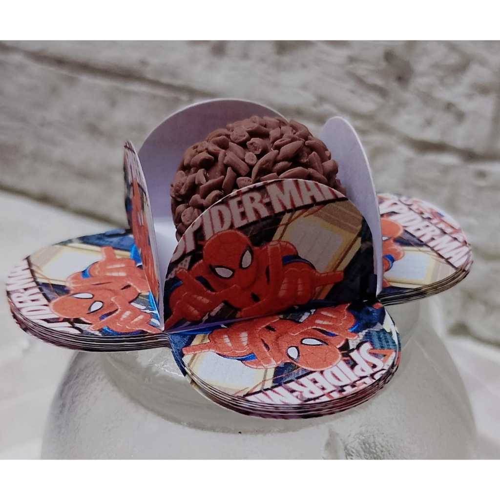 Forminha Para Brigadeiro Homem Aranha Forminha Personalizada Para Doces de Aniversário 4 pétalas