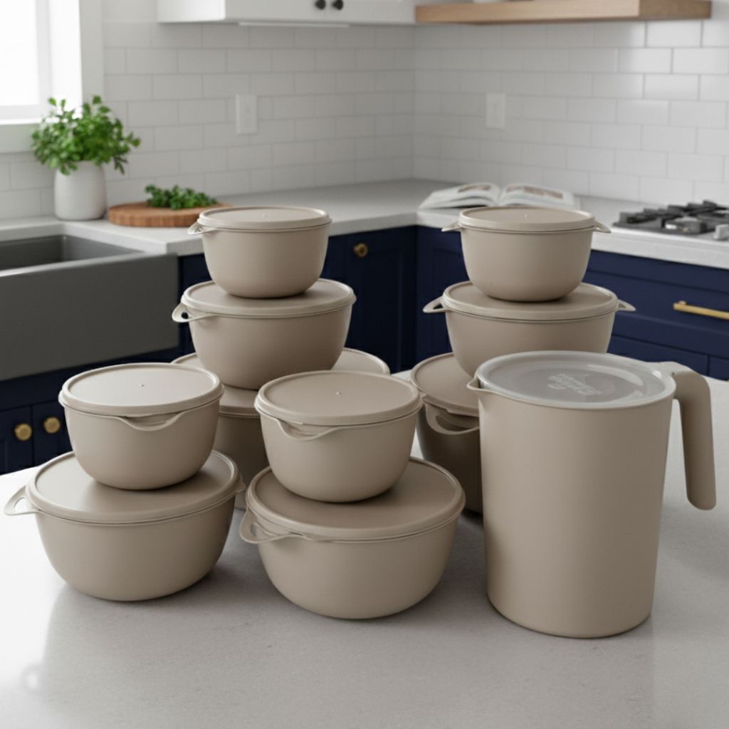 Kit 10 Potes Bowls Plástico Bege Resistente Organizar Alimentos Geladeira + Jarra em Oferta na Shopee