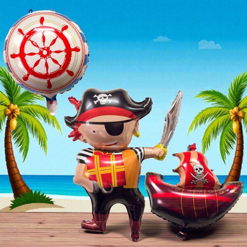 2 Balões Metalizado Navio, Pirata, Âncora Decorações De Festa Náutica De Aniversário