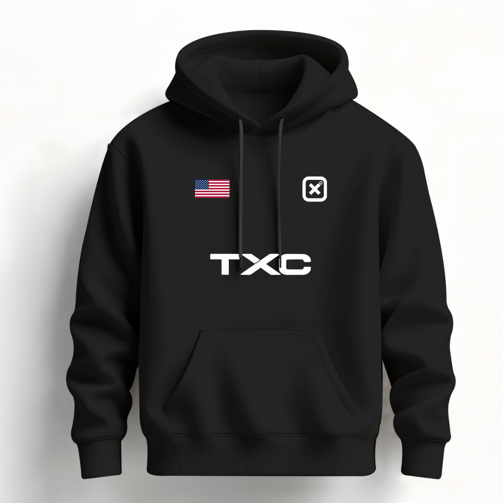 Blusa Moletom TXC Preto Canguru Premium Unissex Com Capuz 100% Algodao Varias Cores