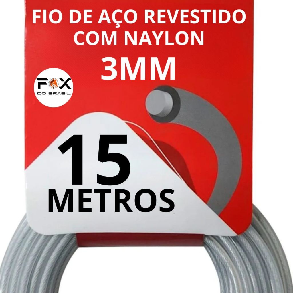 OFERTA FIO DE AÇO REVESTIDO COM NAYLON 3MM - PARA ROÇADEIRA STIHL E OUTRAS MARCAS. 5M , 10M, 15M