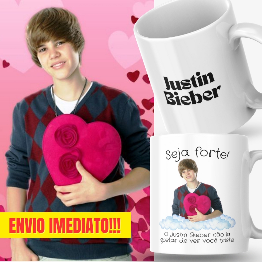 Caneca Xicara Porcelana 325ml Seja Forte Justin Bieber Personalizada Presente Decoração Casa Natal