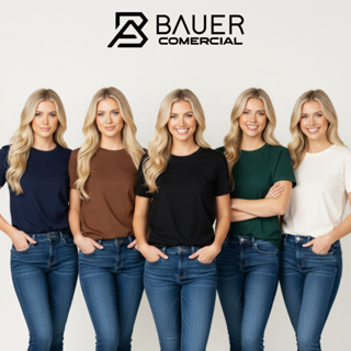 Kit 5 Camisetas Femininas Básicas 100% Algodão Premium Sortidas – Conforto e Estilo em Oferta na Shopee