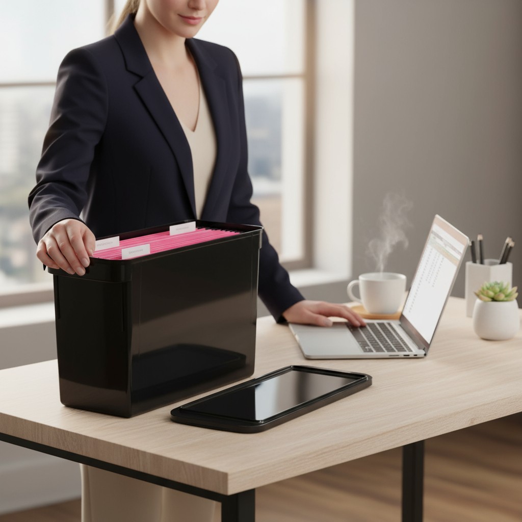 caixa pasta suspensa organizador de escritório casa multiuso arquivo morto com tampa Maxcril em Oferta na Shopee