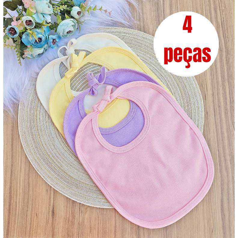 KIT DE 4 BABADORES 100% ALGODÃO BEBÊ ENXOVAL MATERNIDADE em Oferta na Shopee